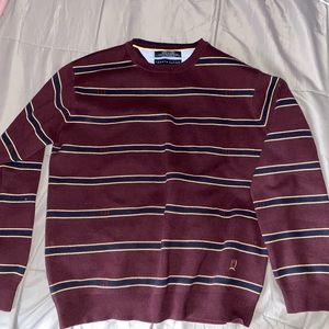 Cute Tommy Hilfiger Crewneck-Burgundy with navy and gold stripes
